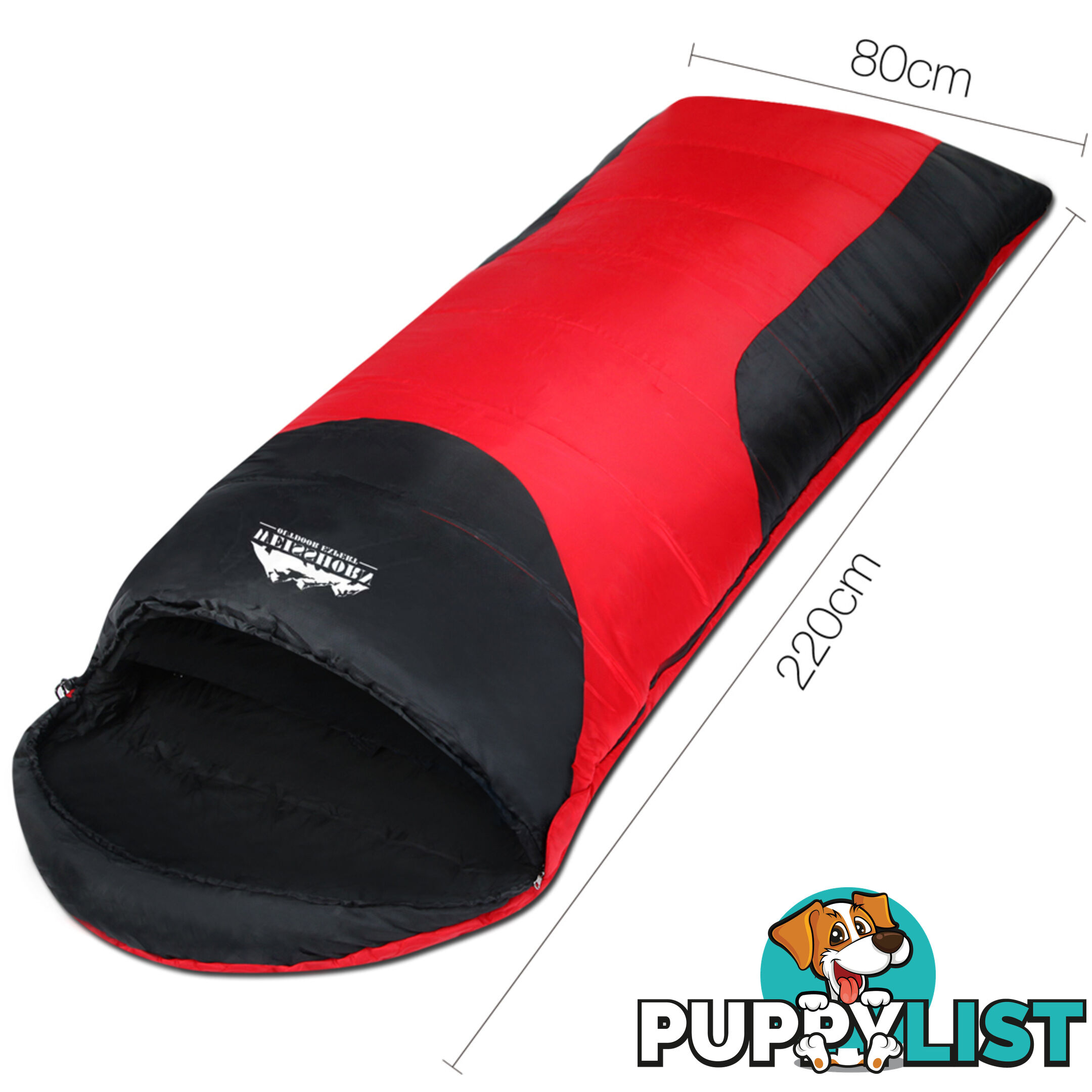 Camping Envelope Sleeping Bag Single Red Black