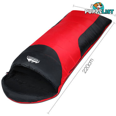 Camping Envelope Sleeping Bag Single Red Black