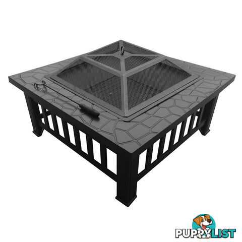 Outdoor Fire Pit BBQ Table Grill Fireplace Stone Pattern