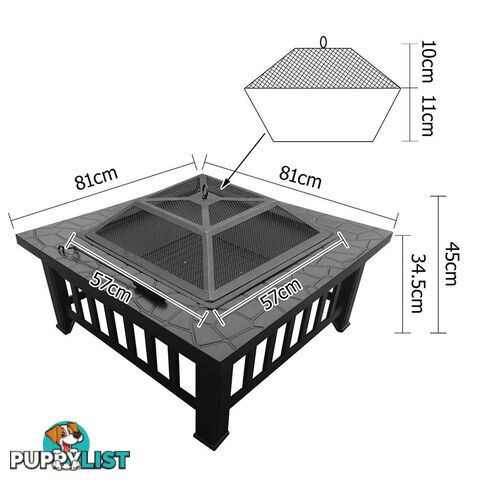 Outdoor Fire Pit BBQ Table Grill Fireplace Stone Pattern