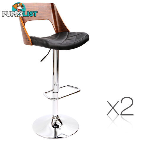 Set of 2 Wooden Bar Stools