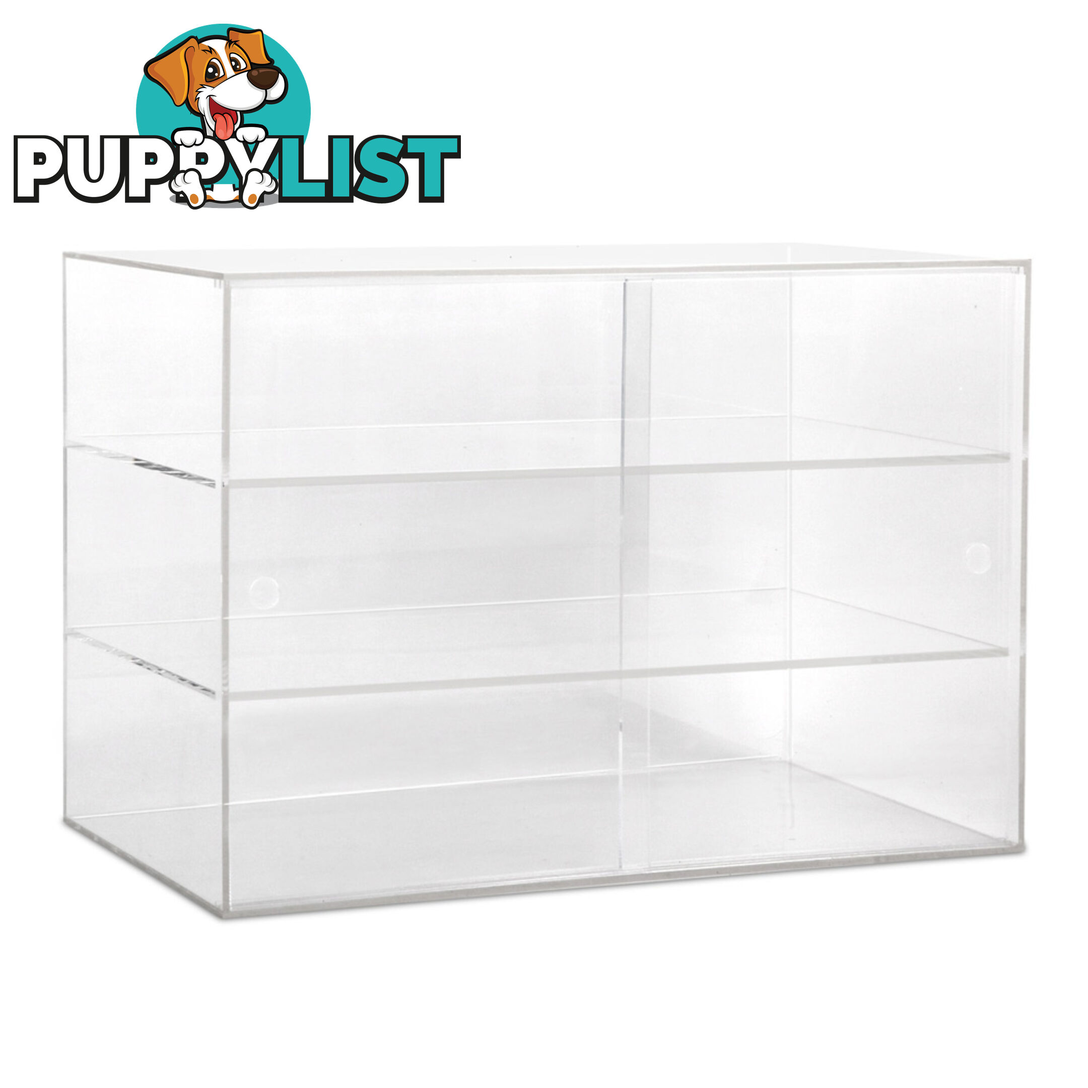 3 Tier Clear Acrylic Display Cabinet with Sliding Door