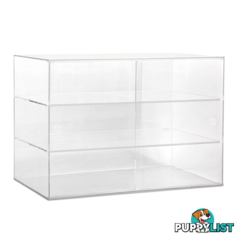 3 Tier Clear Acrylic Display Cabinet with Sliding Door