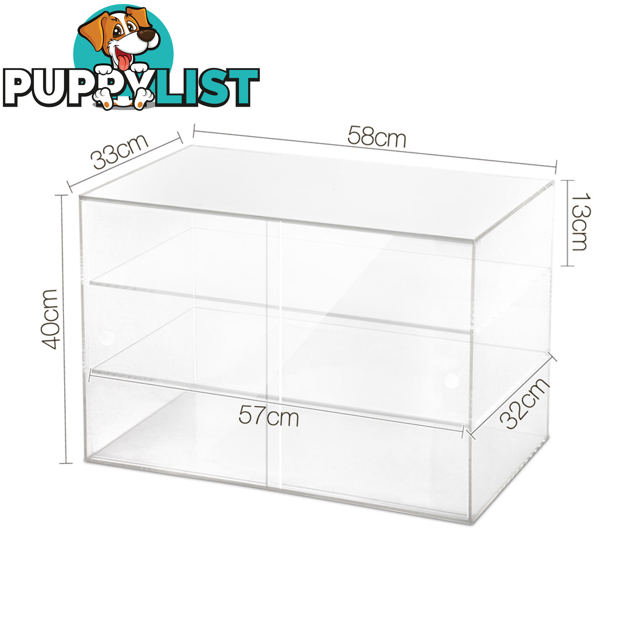 3 Tier Clear Acrylic Display Cabinet with Sliding Door