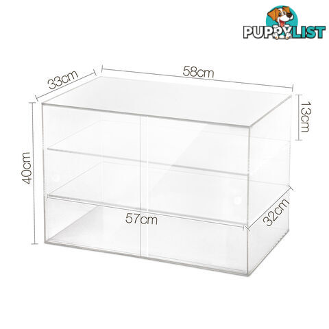 3 Tier Clear Acrylic Display Cabinet with Sliding Door