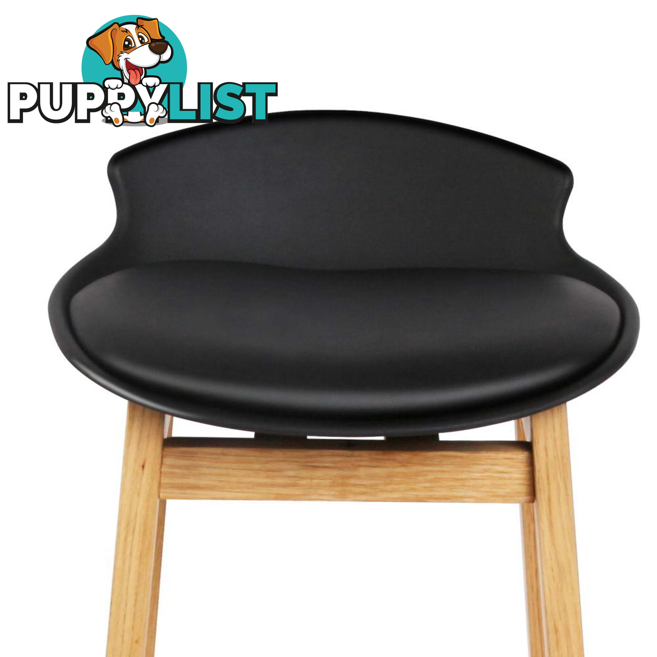 Set of 2 High Seat Back Barstools Black