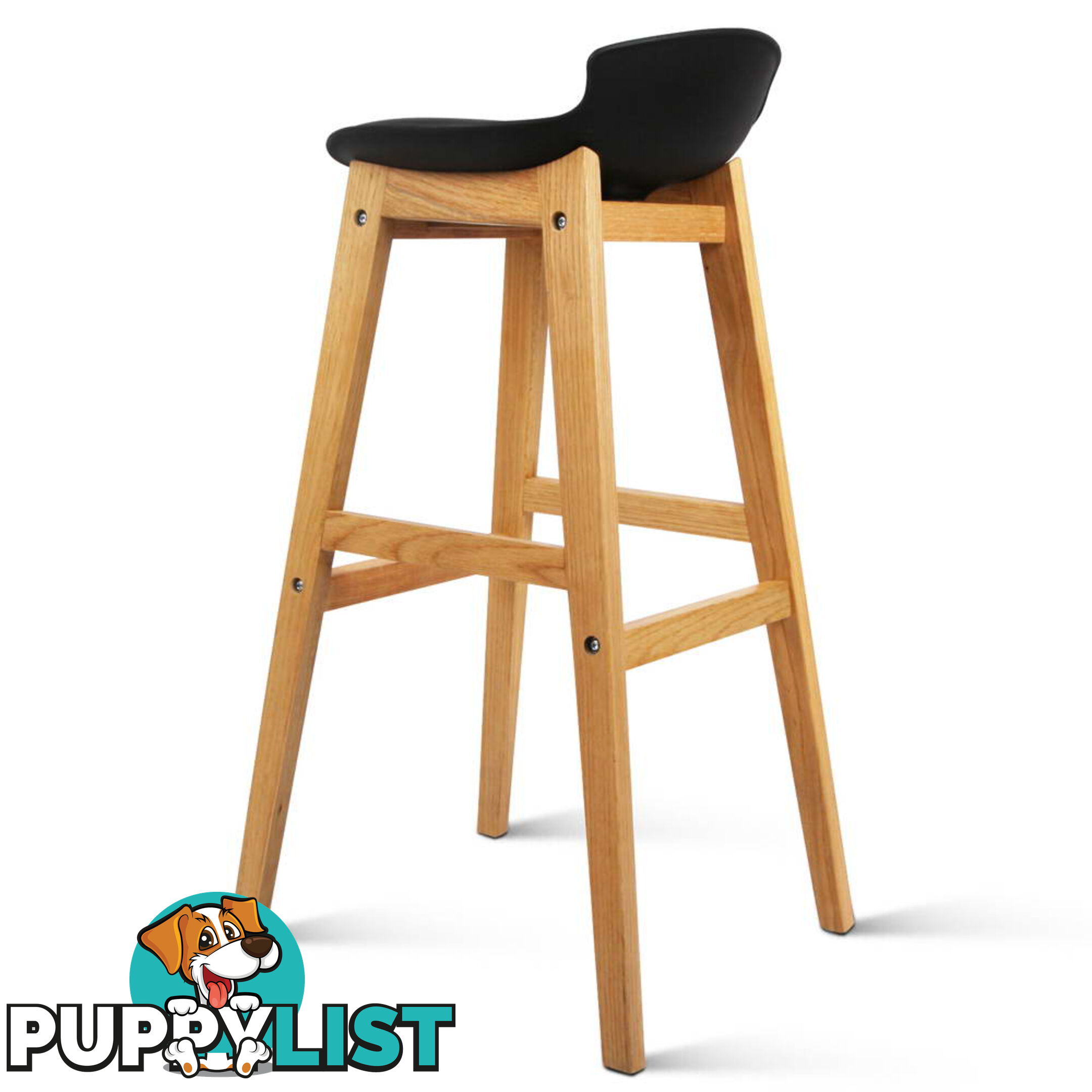 Set of 2 High Seat Back Barstools Black