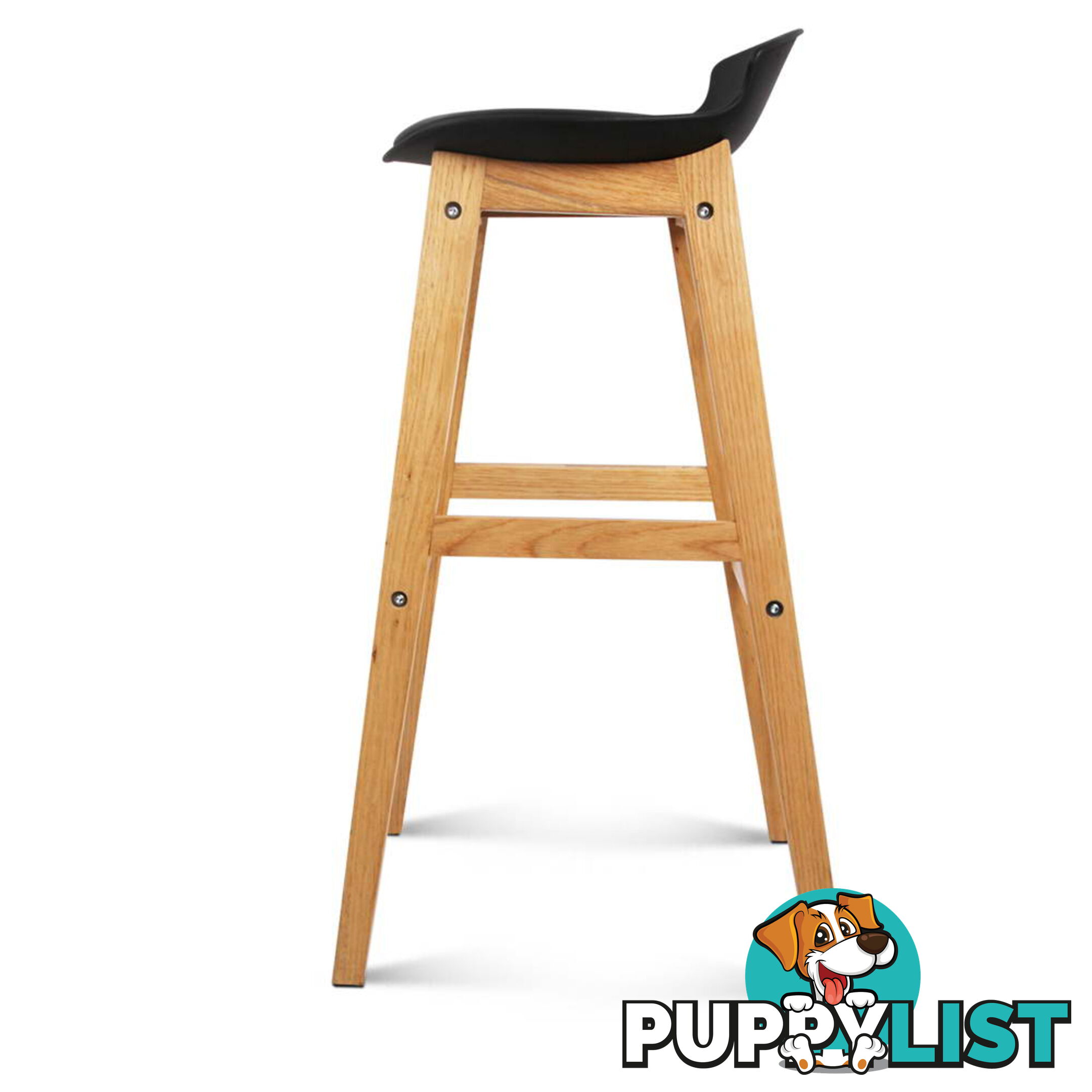 Set of 2 High Seat Back Barstools Black