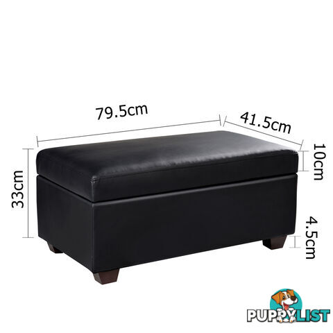 Faux Leather Storage Ottoman Large Black