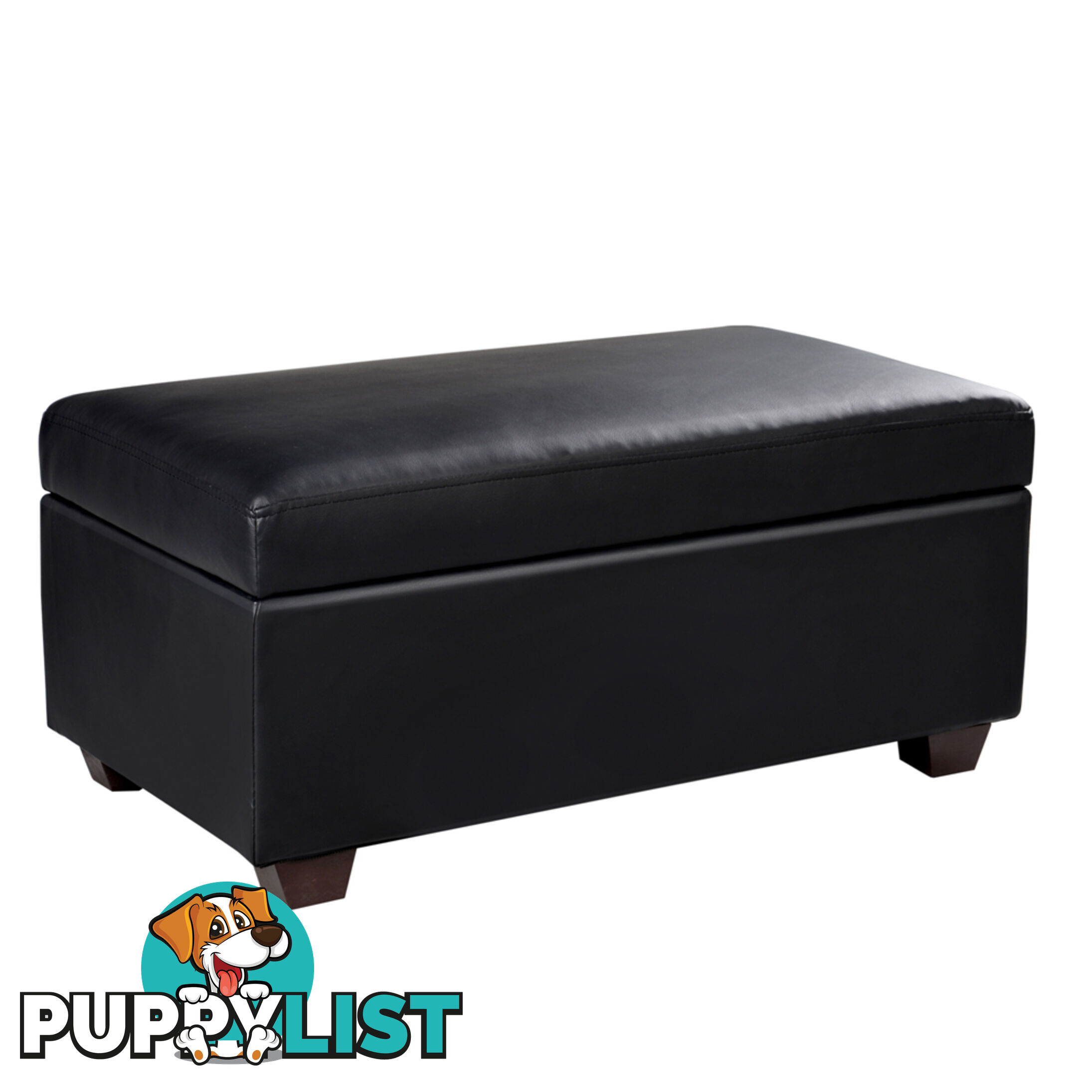 Faux Leather Storage Ottoman Large Black