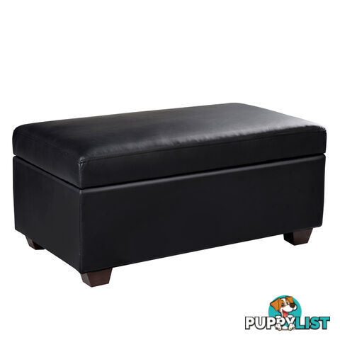 Faux Leather Storage Ottoman Large Black