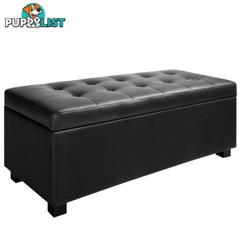 Large Ottoman PU Leather Chest Storage Box Foot Stool Black