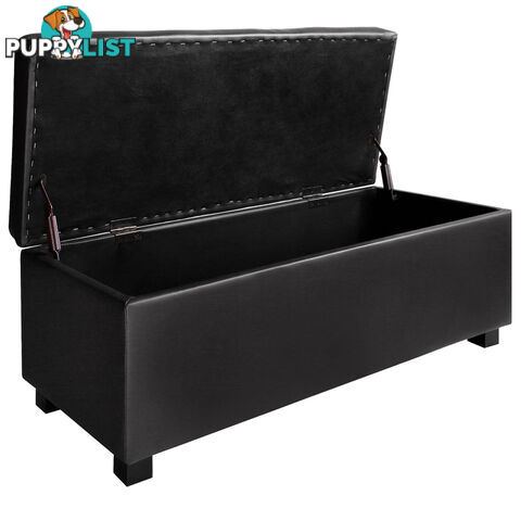 Large Ottoman PU Leather Chest Storage Box Foot Stool Black