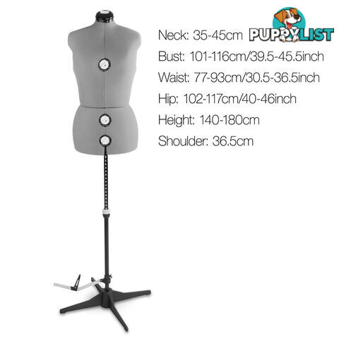 Adjustable Dressmaking Mannequin SZ14-20 - Grey