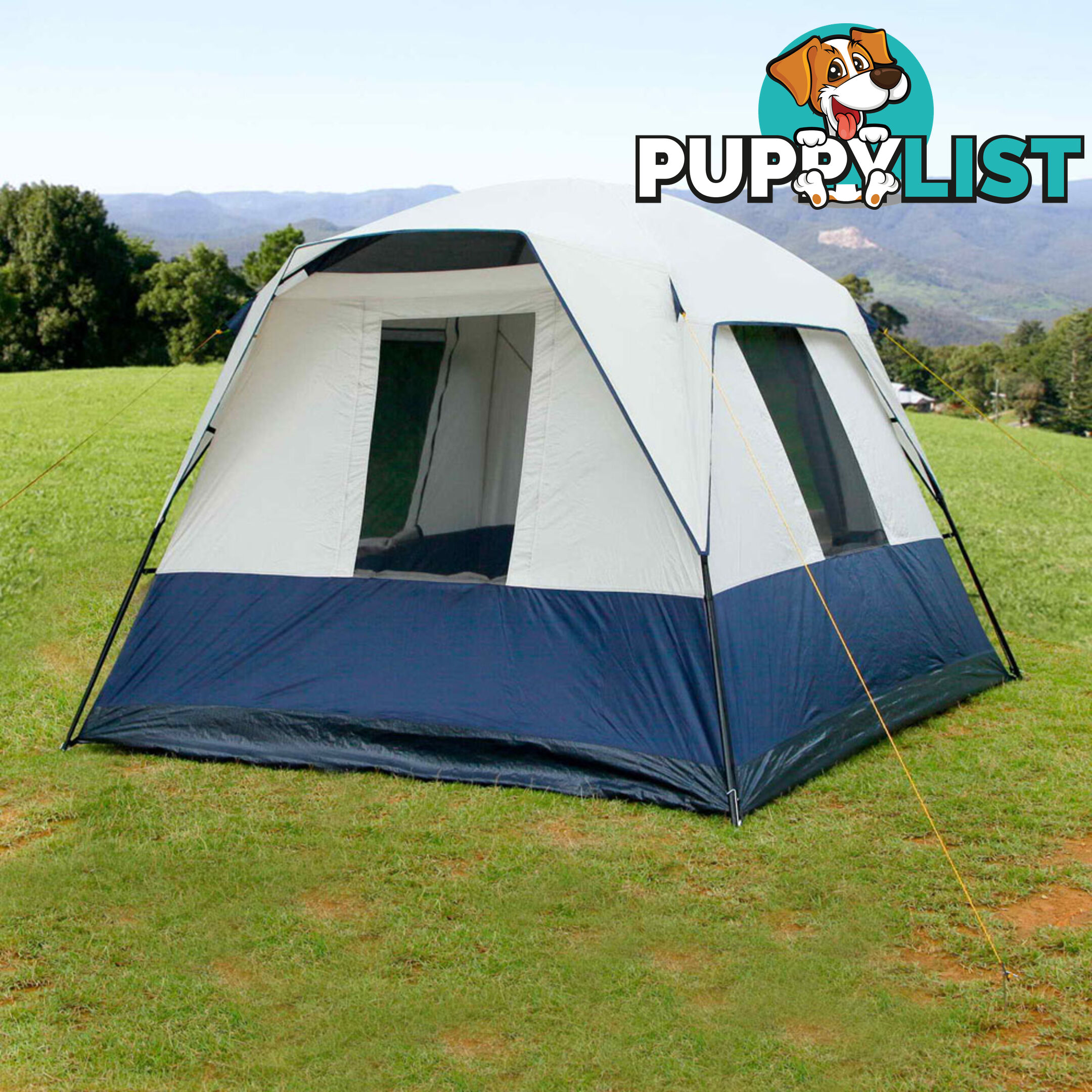 4 Person Family Camping Tent Navy Grey