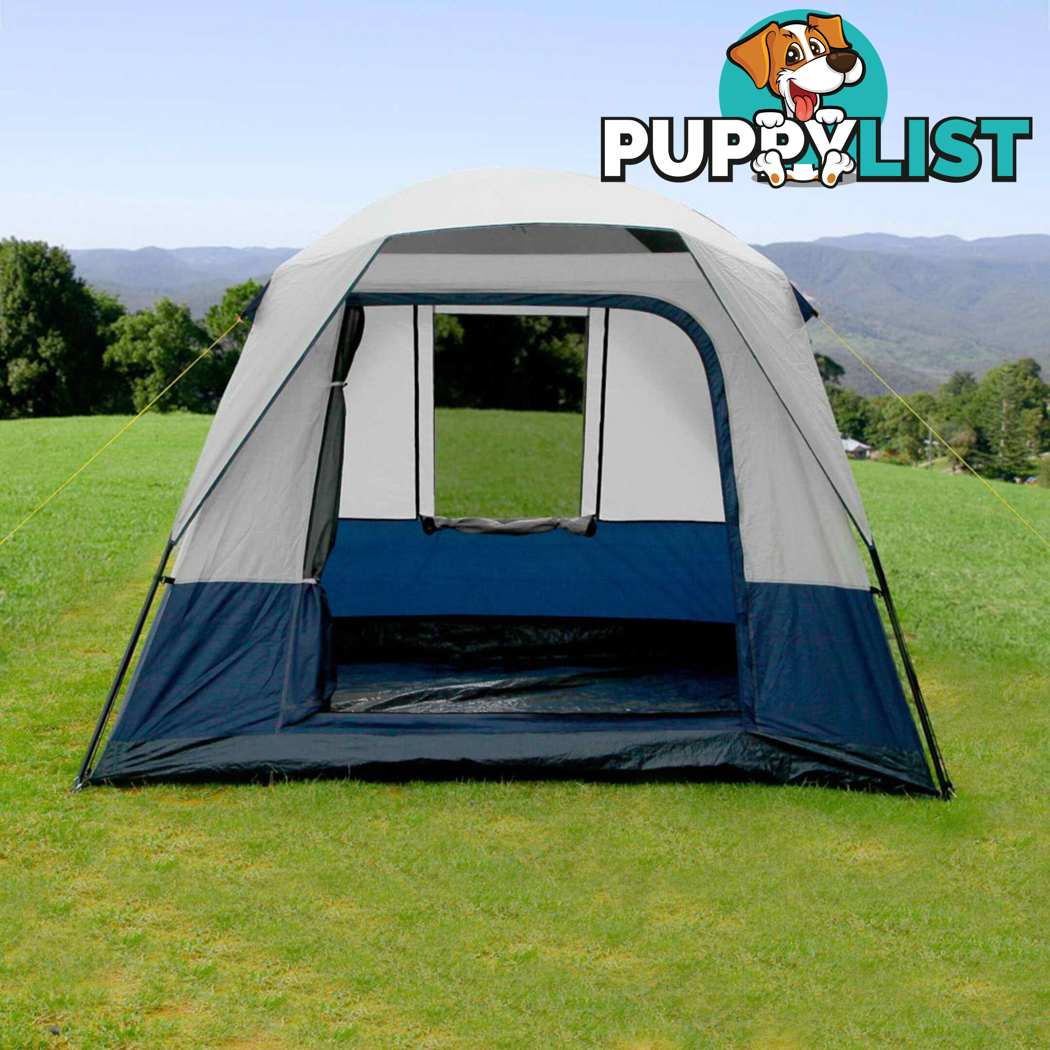 4 Person Family Camping Tent Navy Grey