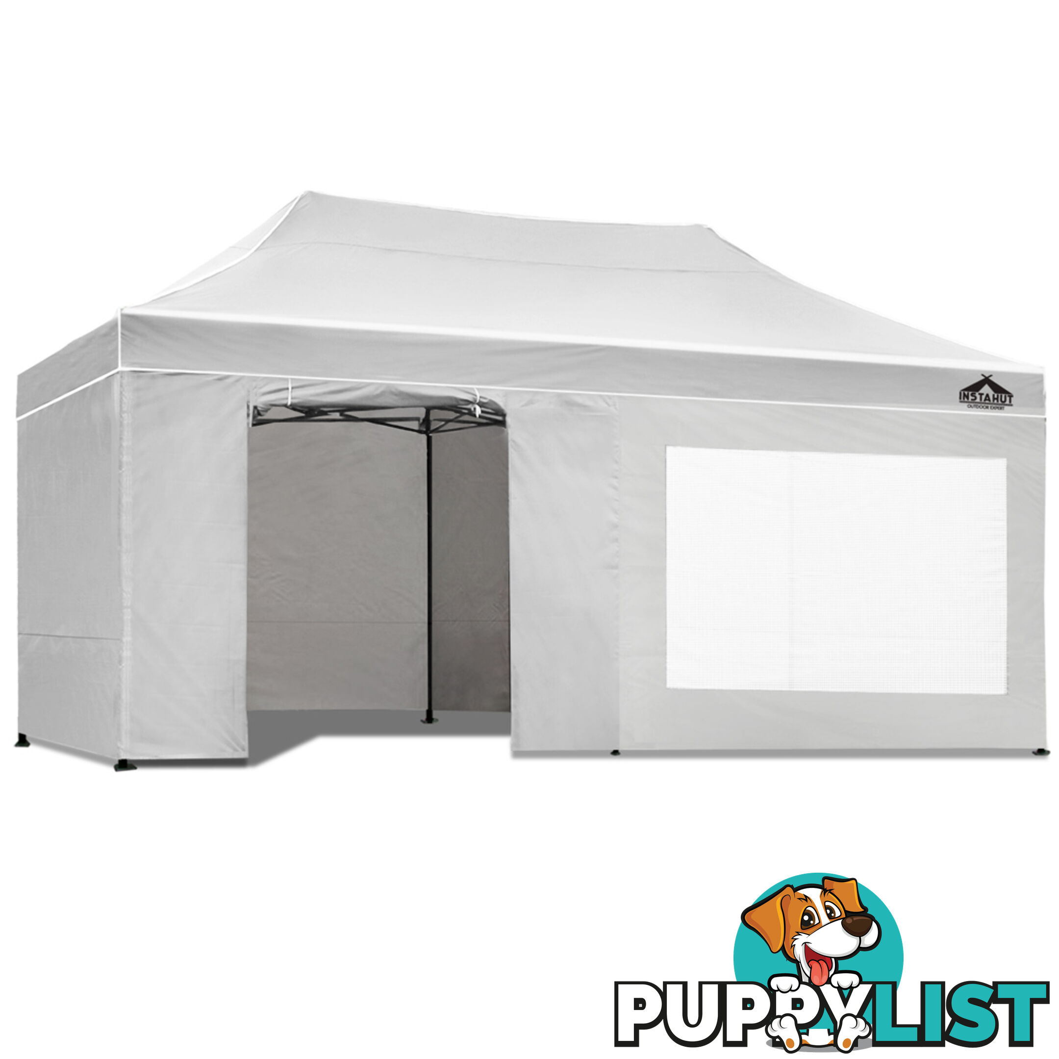 3x6 Pop Up Gazebo Hut with Sandbags White