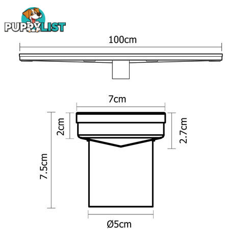 Square Stainless Steel Shower Grate Drain Floor Bathroom 1000mm