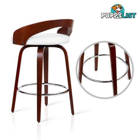 Set of 2 Cherry Wood Bar Stools with Chrome Footrest