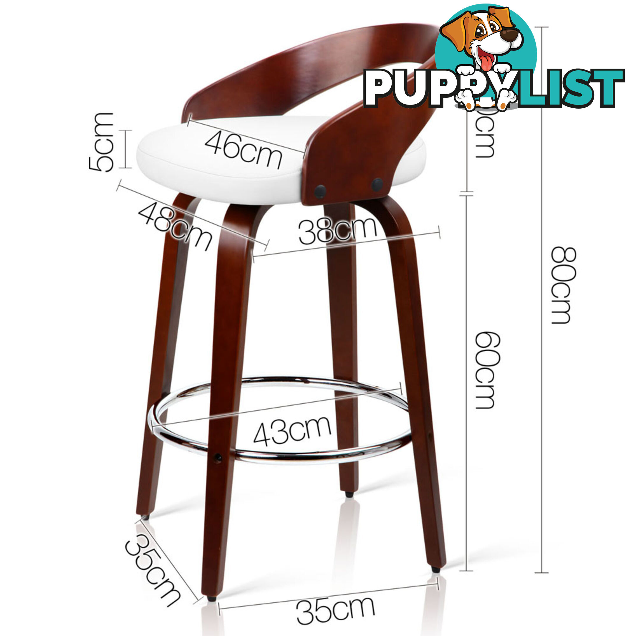 Set of 2 Cherry Wood Bar Stools with Chrome Footrest