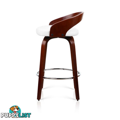 Set of 2 Cherry Wood Bar Stools with Chrome Footrest