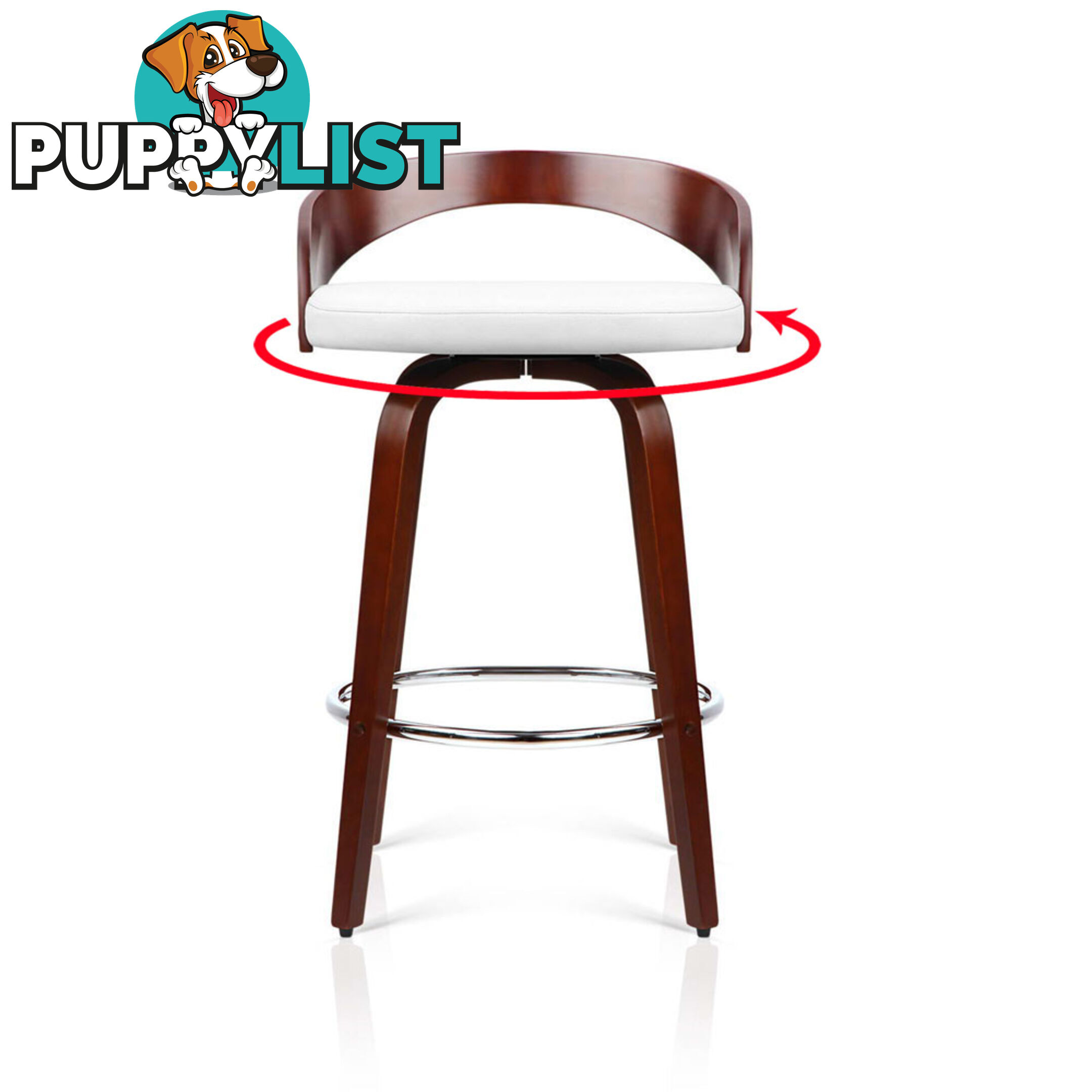 Set of 2 Cherry Wood Bar Stools with Chrome Footrest