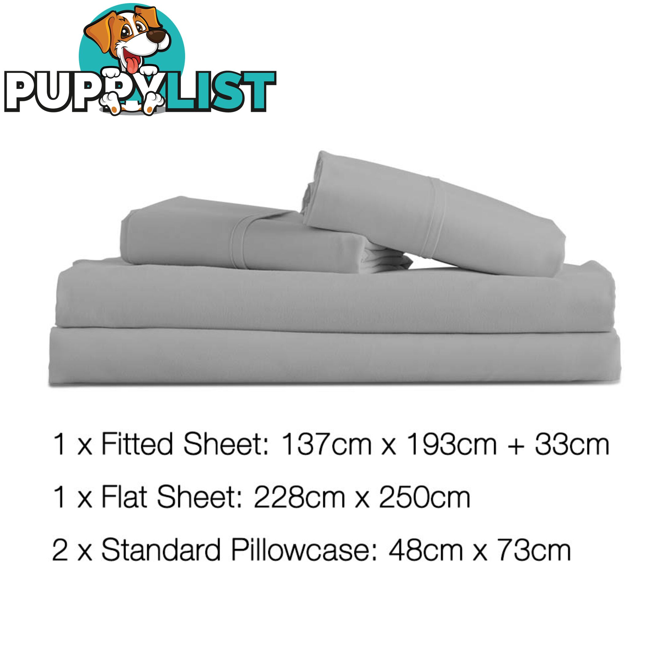 4 Piece Microfibre Sheet Set Double_ÑÐ Grey