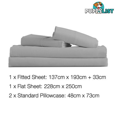 4 Piece Microfibre Sheet Set Double_ÑÐ Grey