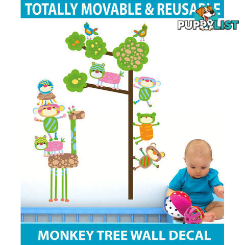 Medium Size Funky Monkeys in a Tree Wall Stickers  - Totally movable