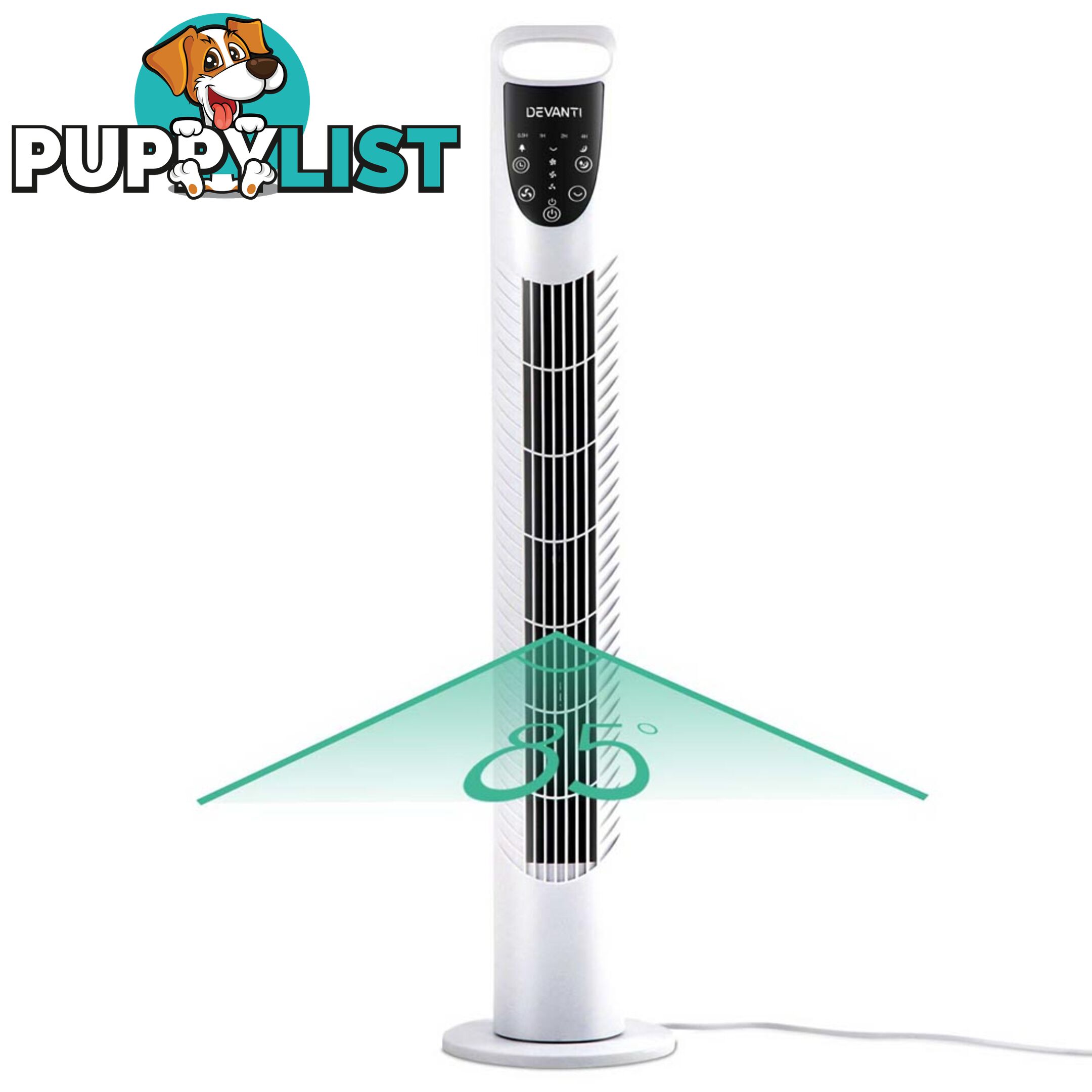 3 Speed Tower Fan  with Remote Control - White