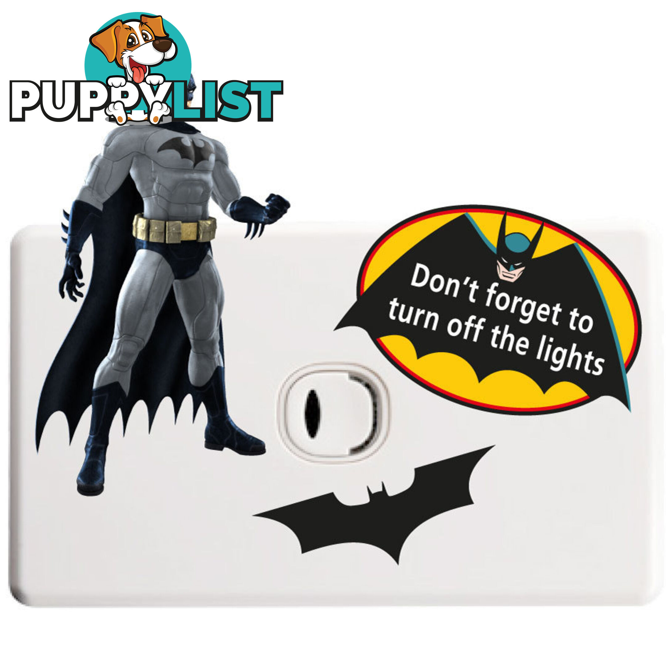 Batman Light Switch Sticker - Totally Movable and Reusable