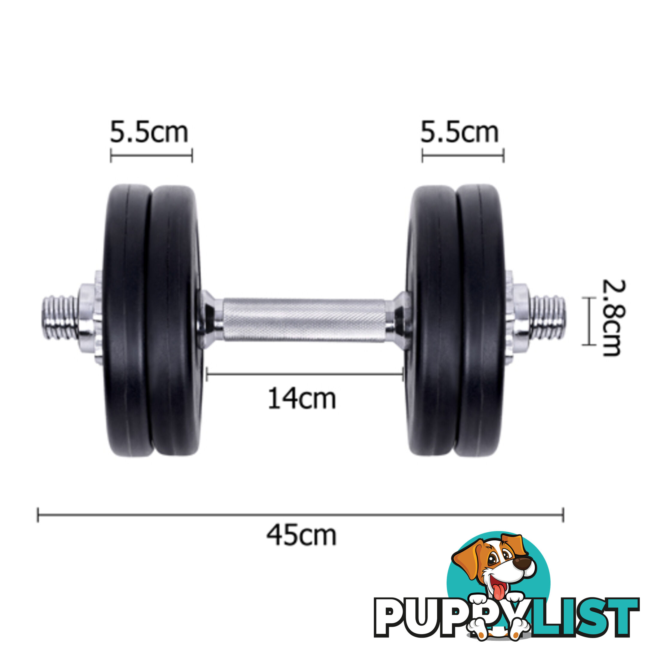 15kg Fitness Gym Exercise Dumbbell Set