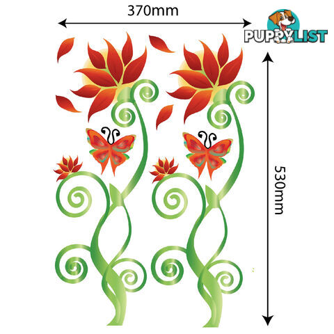 Large Size Adorable Red Flower Vine Wall Stickers - Totally Movable