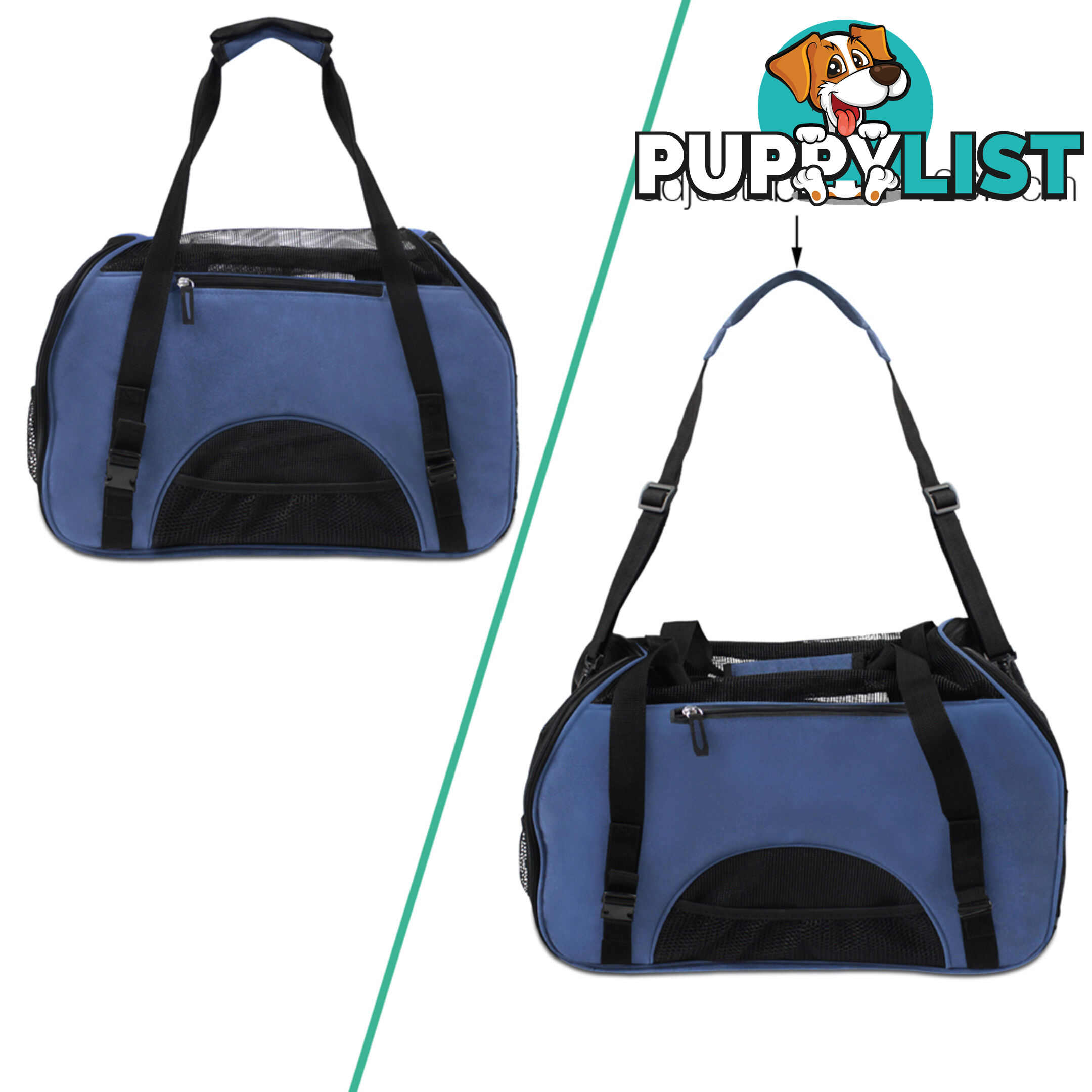 Portable Pet Carrier with Safety Leash - Blue