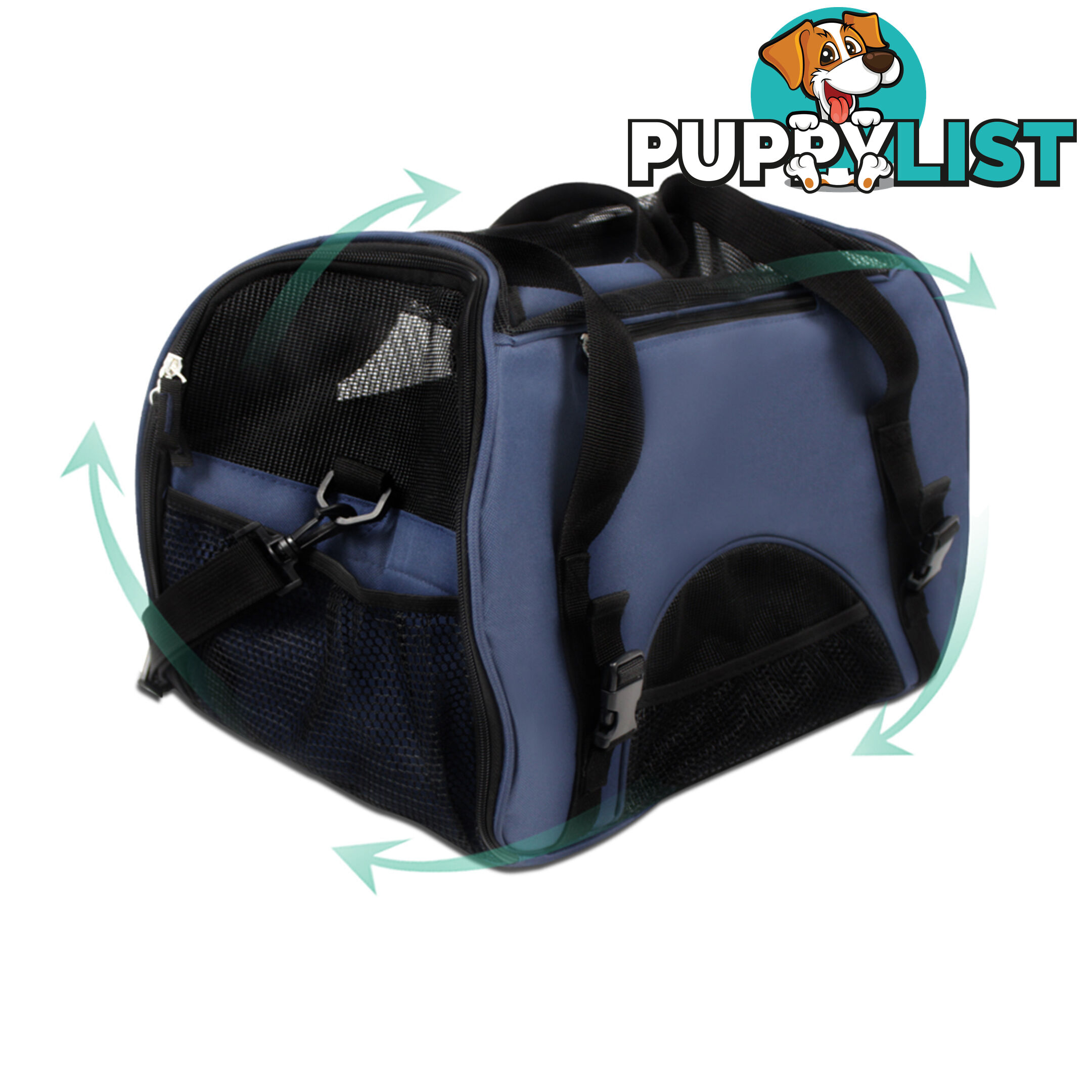 Portable Pet Carrier with Safety Leash - Blue