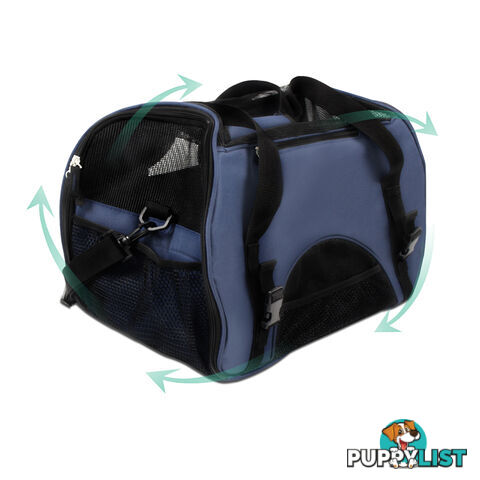 Portable Pet Carrier with Safety Leash - Blue