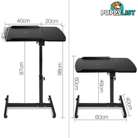 Rotating Mobile Laptop Adjustable Desk w/ USB Cooler Black