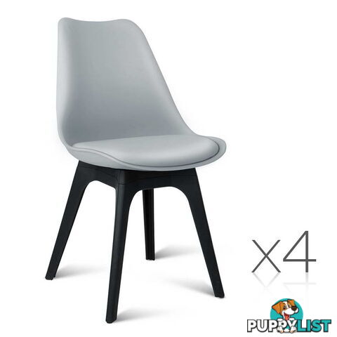 Set of 4 Replica Eames DSW PU Leather Chair Grey