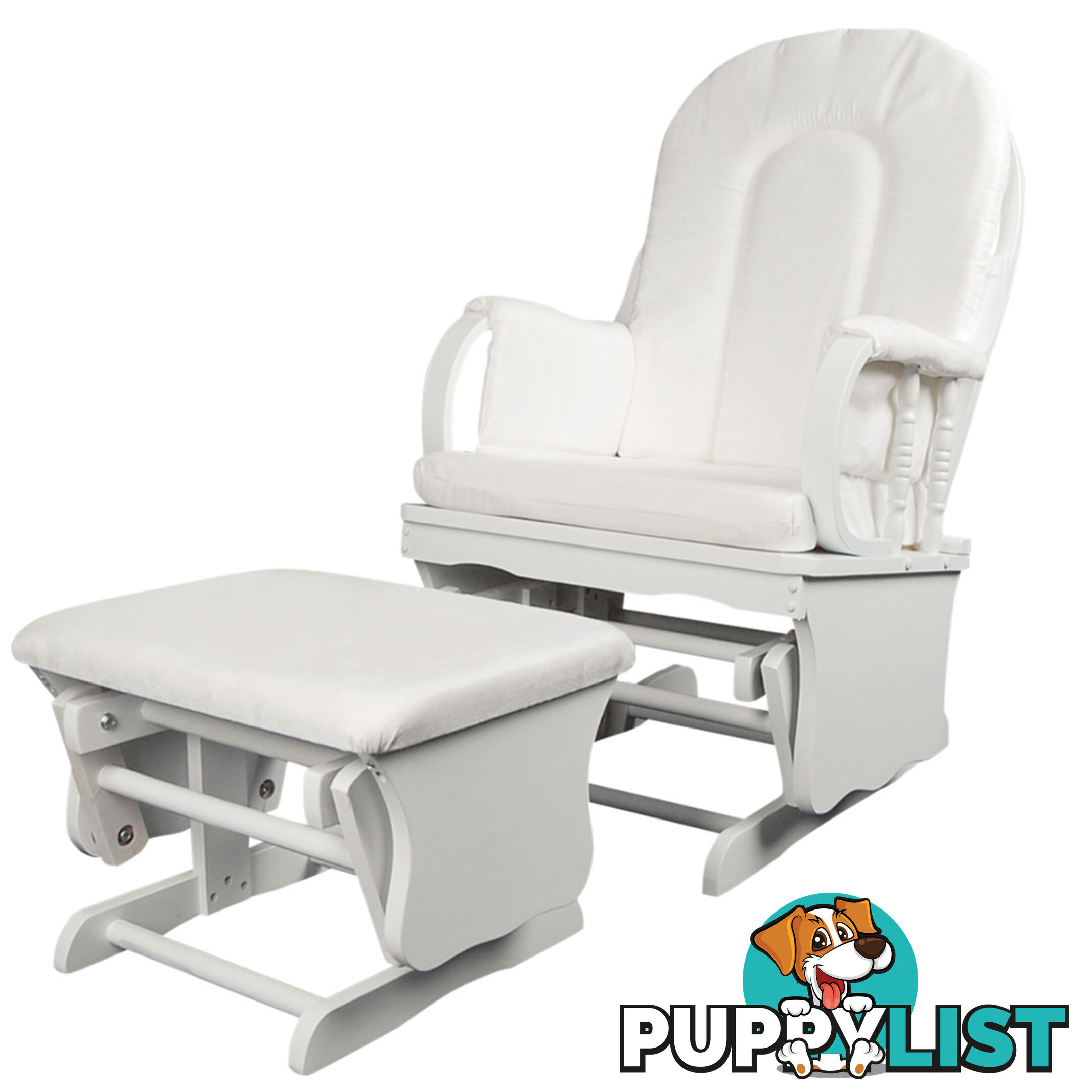 Baby Breast Feeding Sliding Glider Chair w/ Ottoman White