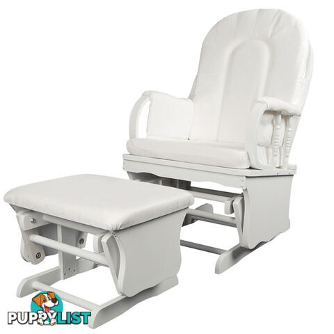 Baby Breast Feeding Sliding Glider Chair w/ Ottoman White