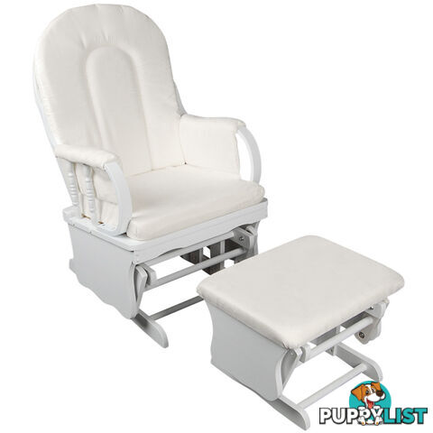 Baby Breast Feeding Sliding Glider Chair w/ Ottoman White