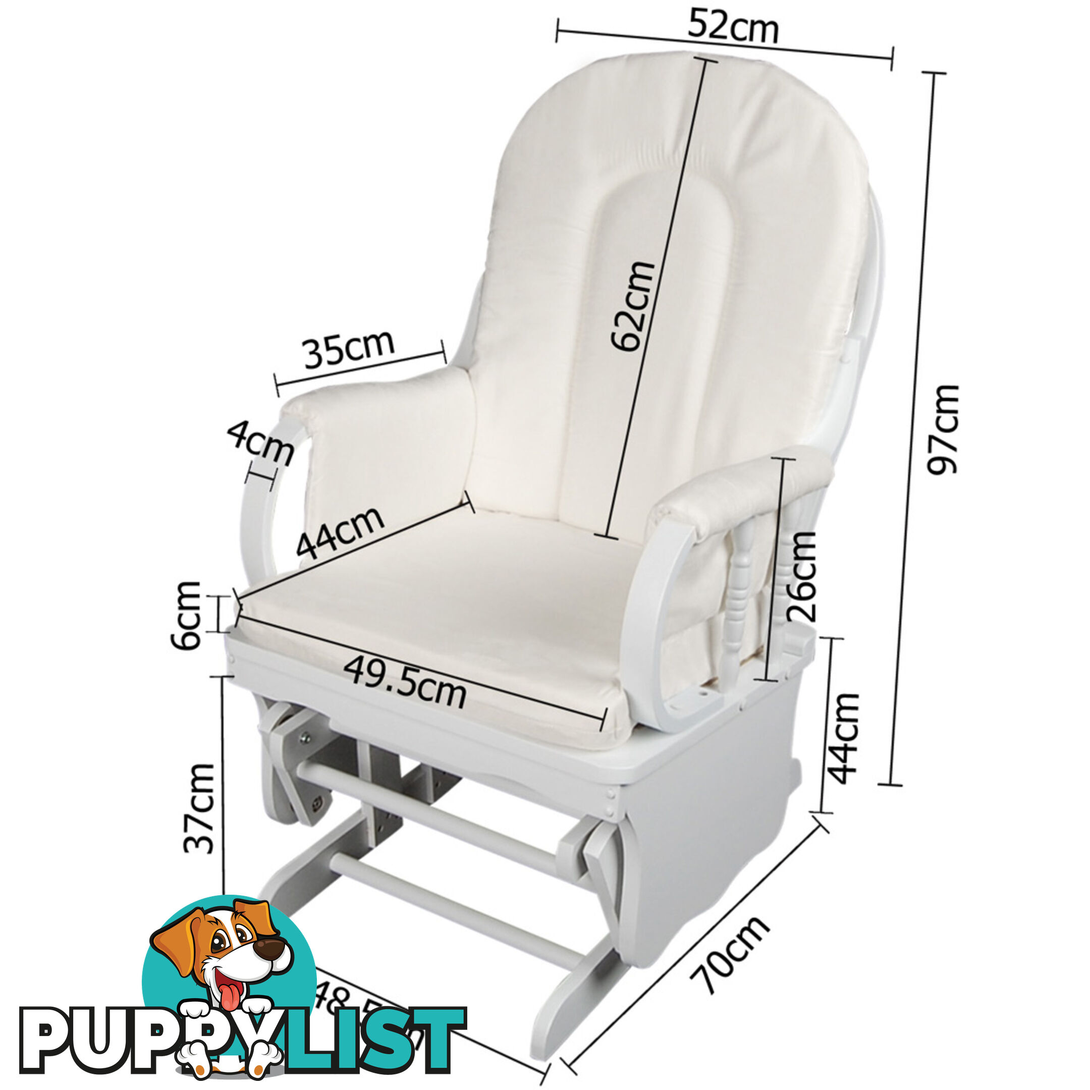 Baby Breast Feeding Sliding Glider Chair w/ Ottoman White