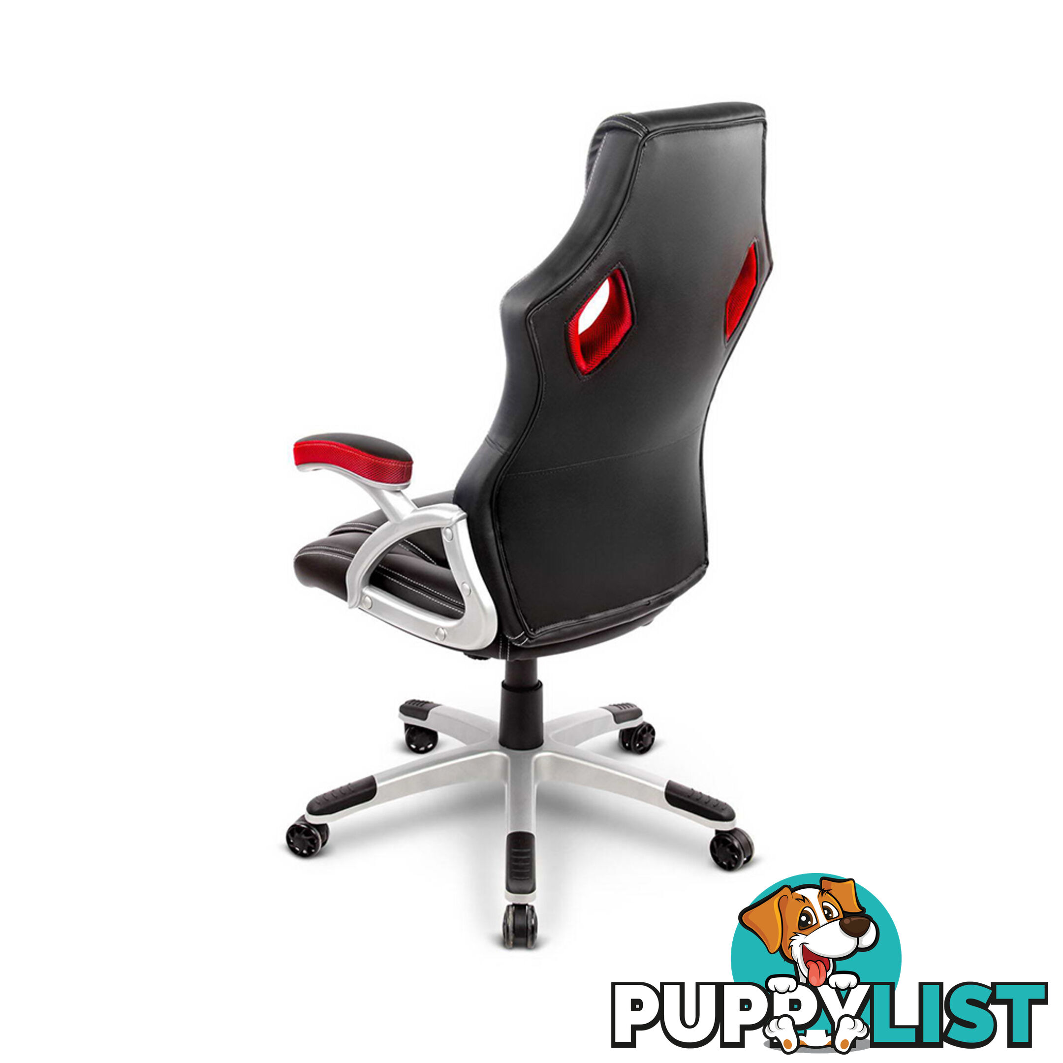 PU Leather & Mesh Racing Style Office Chair - Red