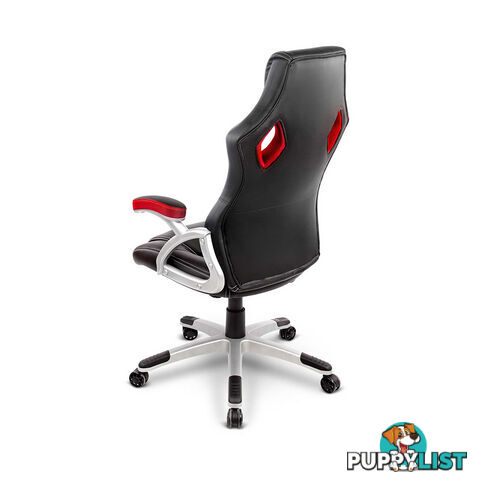 PU Leather & Mesh Racing Style Office Chair - Red