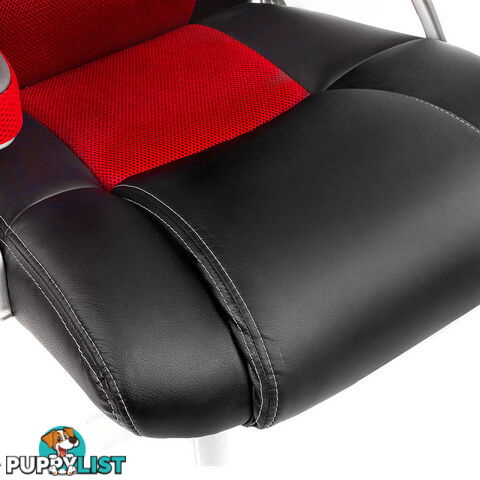 PU Leather & Mesh Racing Style Office Chair - Red