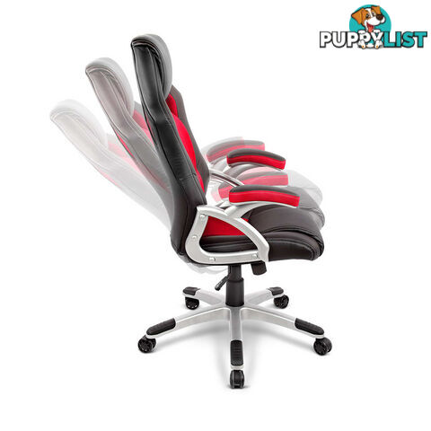 PU Leather & Mesh Racing Style Office Chair - Red