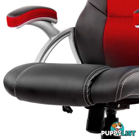 PU Leather & Mesh Racing Style Office Chair - Red