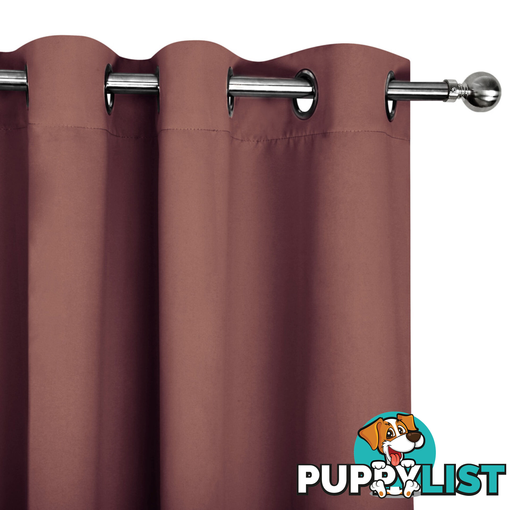 ArtQueen 3 Pass Eyelet Blockout Curtain Brown 240cm