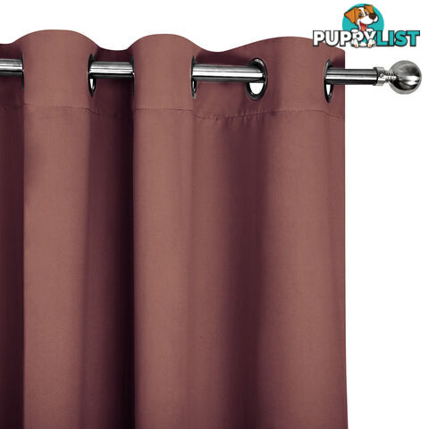 ArtQueen 3 Pass Eyelet Blockout Curtain Brown 240cm