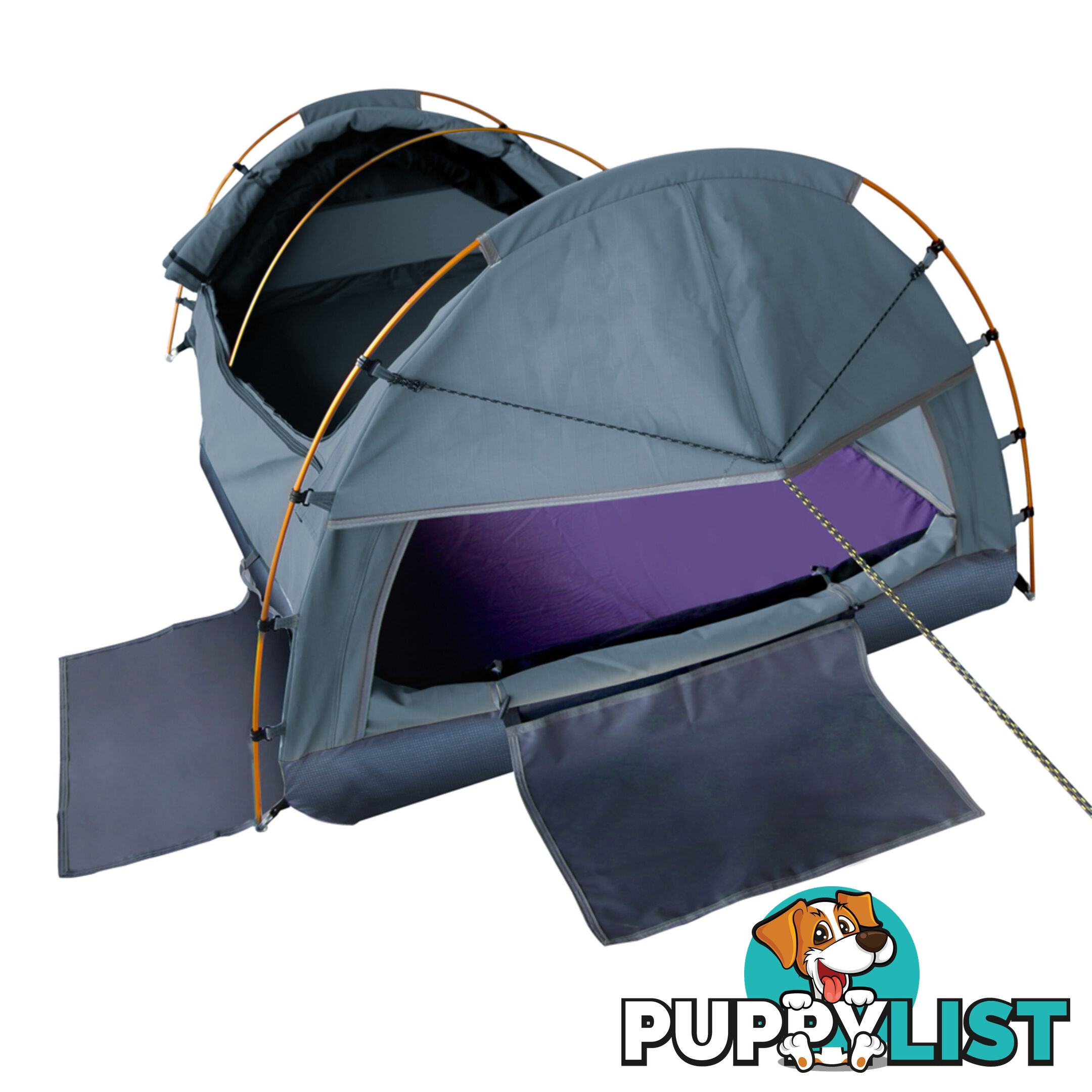 Double Canvas Camping Swag Tent Navy w/ Air Pillow